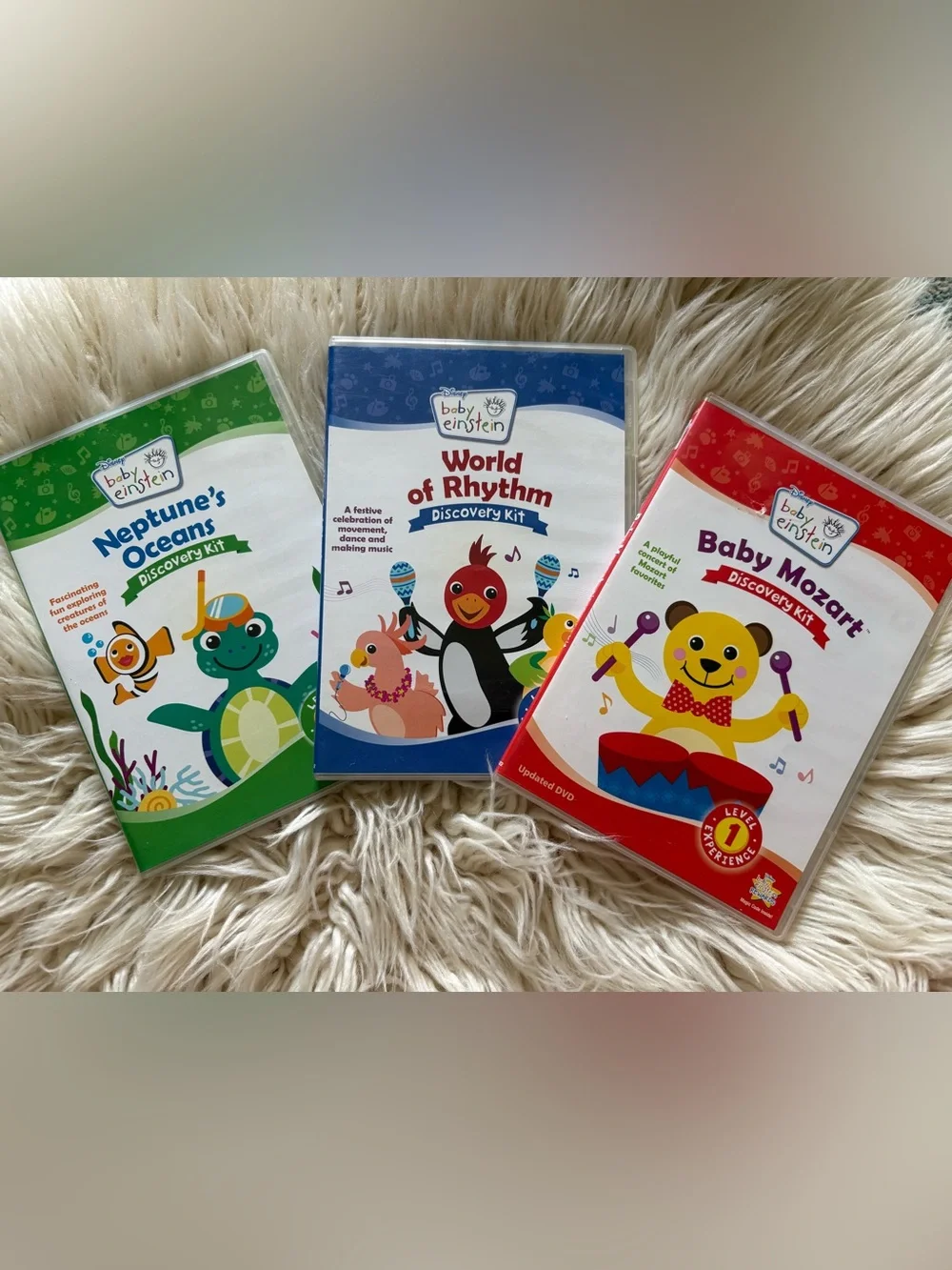 Disney Baby Einstein DVDs Discovery Kit  1 2 3 Baby Mozart Neptunes Ocean Set